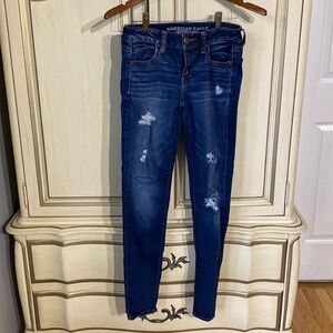 American Eagle Womens 2 Regular Low Rise Jegging Jeans Distressed Dark Wash